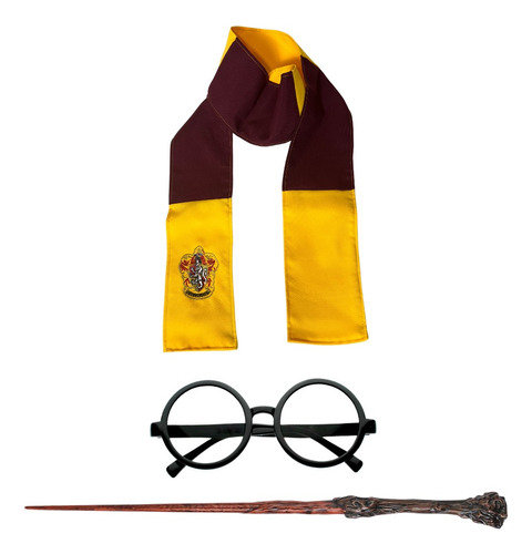 Bufanda Harry Potter Gryffindor+lentes+varita