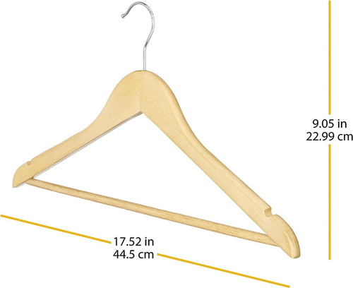 Perchas De Madera Para Ropa Con Barra Pantalones X 6 Piezas