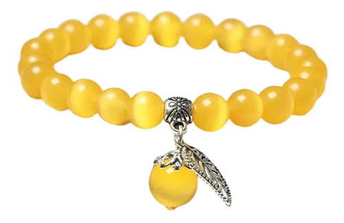 Pulsera De Piedra De Ojo De Gato Hecha Amarillo Talla Única