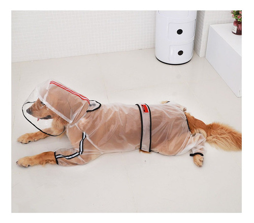 A Chubasquero Transparente For Perros Grandes Con Capucha Y