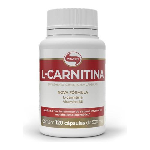 L-carnitina 100% Aminoácidos 530mg Vitafor 120 Cápsulas