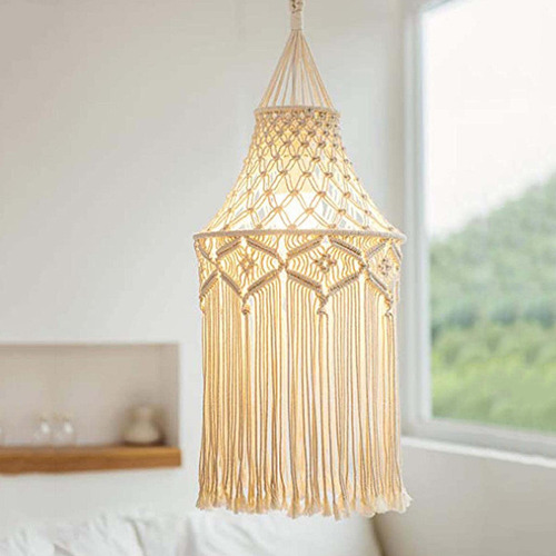 Lampara Macrame Bohemia Hecha Mano Decorativa Sala Estar