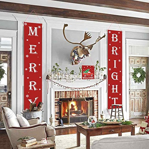 Imagen 4 de 7 de Cartel Navideño Con Texto En Inglés ''merry Christmas''