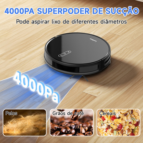 Robô Aspirador de Pó Lydsto G1 cor preto limpeza automática 4000pa Compatível Com Mi home Bivolt 127/220v
