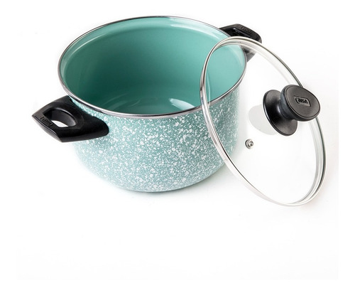 Imagen 2 de 10 de Batería De Cocina Cinsa Granito Jade Menta 12 Piezas