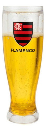 Copo De Cerveja Time Flamengo Licenciado 450 Ml Cor Transparente