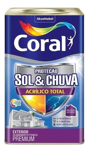 Tinta Coral Sol E Chuva Acrilico Total 16l - Camurça Acabamento Acetinado