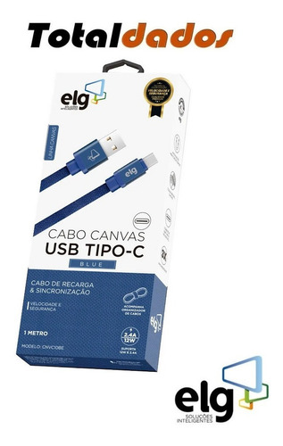 Cabo Canvas Usb Tipo-c ELG Blue - Cnvc10be