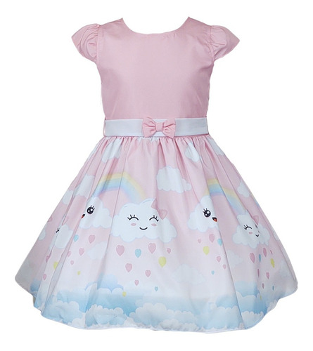 Imagem 1 de 5 de Vestido De Festa Infantil Tema Chuva Amor Nuvem Katitus