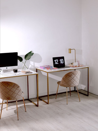 Imagen 5 de 10 de Escritorio Estudio Moderno Mesa Lateral Apoyo Simil Marmol