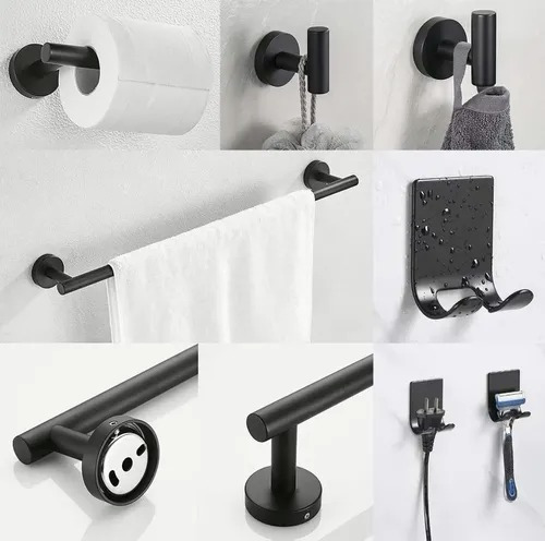 Imagen 6 de 10 de Juego De Accesorios De Baño Plata Mate, 7 Piezas