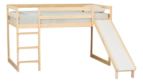 Cama Individual Con Resbaladilla Y Área De Juegos Madera