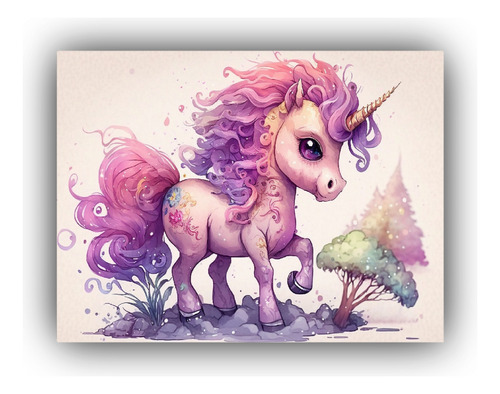 Arte De Pared Pinturas Unicornios Personalizado 60x40cm