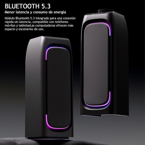 Soundbar Parlante Gamer Pc Tv Rgb Inalámbricos Con Subwoofer