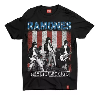 Camiseta Ramones Hey Ho Let's Go 100% Algodão Preto