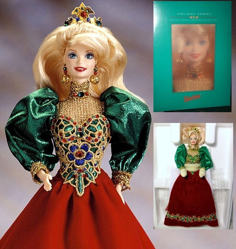 Rara Barbie Collector Porcelana Holiday Jewel 1995 Primeira