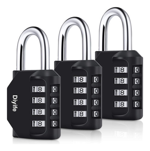 Paquete De 3 Candado De Combinación De 4 Dígitos, Cerradura
