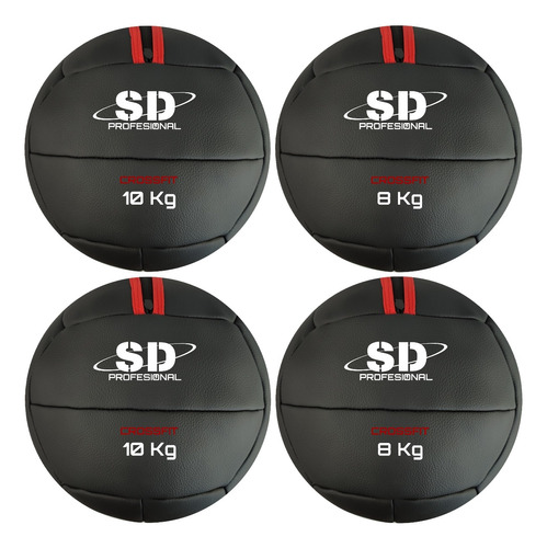 Set 4 Balones Medicinal Crossfit Reforzados 8, 8, 10, 10kg