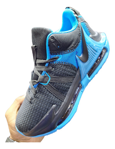 Botas Zapatos Nike Lebron Witnes 7 Negras Azul  Zoom Basquet