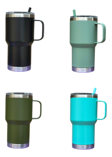 31 Vasos Termicos Con Asa Termo De Acero 20 Oz Mayoreo Multicolor Lisa