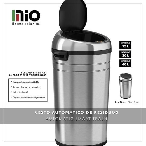 Imagen 6 de 10 de Cesto De Residuos Tacho De Basura Automático 12 Litros Mio*