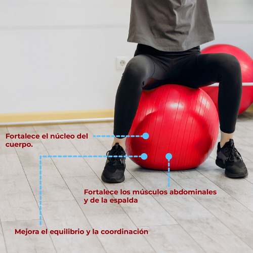 Pelota de Pilates Red Gym, 65 cm, color rojo
