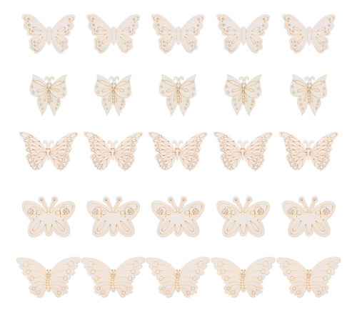 Recortes De Mariposa De Madera Sin Terminar 25 Piezas De Cor