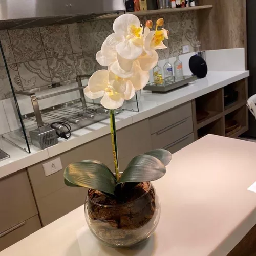 Arranjo De Orquídea Branca Artificial No Vaso Permanentes - Escorrega o  Preço