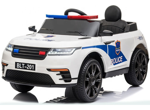 Carro Moto Electrico Niños Land Rover Llanta Caucho Police Color Blanco