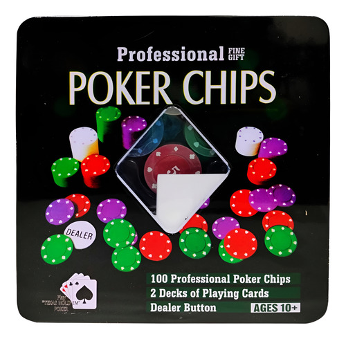 Juego De Poker Incluye Cartas 100 Fichas Mazos Casino