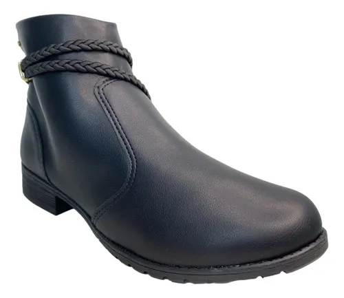 Bota Feminina Dakota Couro Salto Baixo Preta G3872