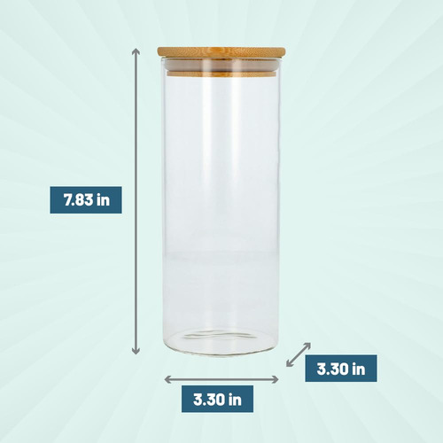 Paquete De 4 Tarros De Cristal 1000 Ml Con Tapa De Bambú