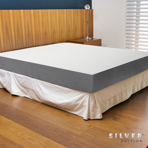Colchón Individual En Caja 10cm + Juego Sábanas + Protector Blanco Con Gris