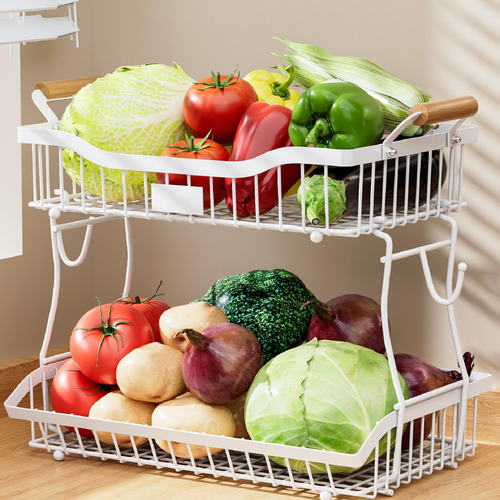 2 Niveles De Canasta De Frutas Soporte De Soporte De Frutas