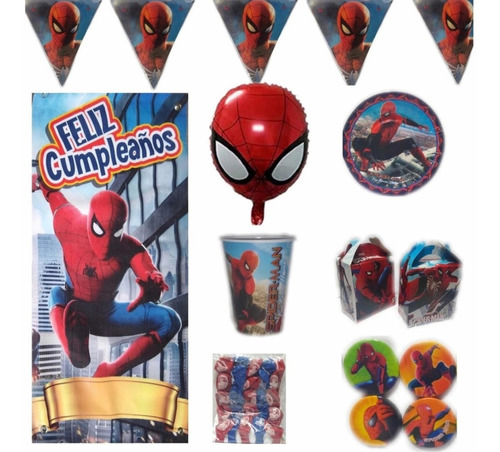 Paquete Fiesta Hombre Araña Spiderman Para 40 Niños