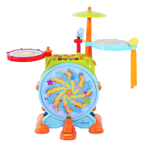 Dimple Electric Big Toy Drum Set Para Niños Con Micrófono De
