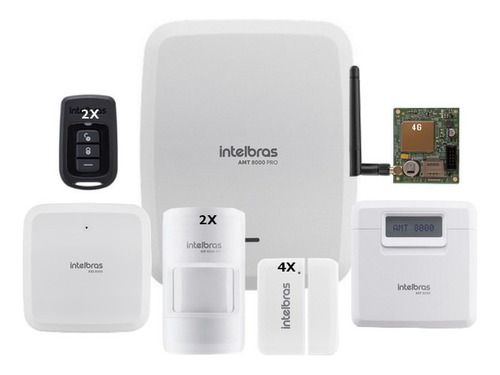 Kit Alarme Amt 8000 Pro Intelbras Wifi, Net, 4g 6 Sensores