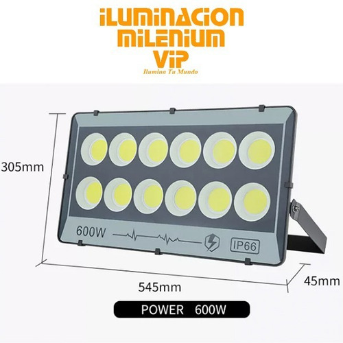 Reflector Lampara Led Cob 600w Luz Blanca 85-265v Alta Poten