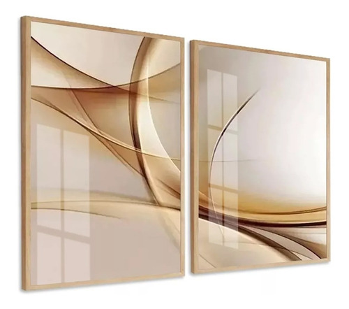 Quadros Decorativos Abstrato Traços Marrom Luxo 50x70 Vidro