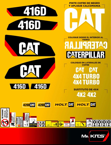 Calcomanías Para Maquinaria 416d Cat Retro (tipo E)