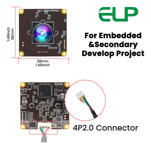 Cámara Usb Elp De 5mp Con Obturador Global Y 50 Fps Para Com