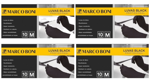 Kit Com 40 Luvas Black Profissional Tamanho M - Barbearia, Salão De Beleza - Marco Boni