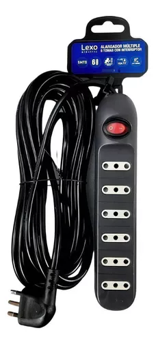 Alargador 6 Tomas Con 2 Puertos Usb E Interruptor On Off 3 M Color Negro