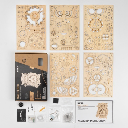 Creativo 3d Bricolaje Modelo Construcción Kit Búho Reloj De