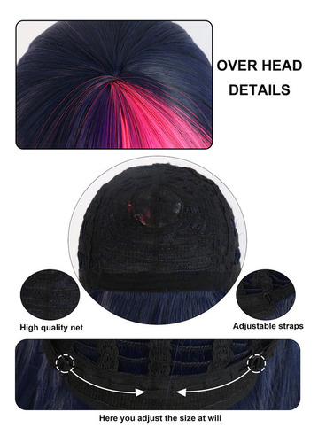 Peluca Larga Y Lisa Azul Twilight Sparkle Para Cosplay