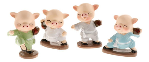 4pcs Diy Bonsai Landscape Decor Miniature Pig Animal Dolls -