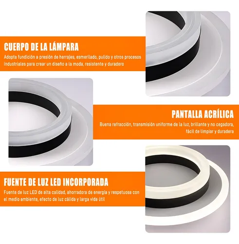 . Lámparas De Techo Led Decorativa Con 3 Modos De Luz 48w