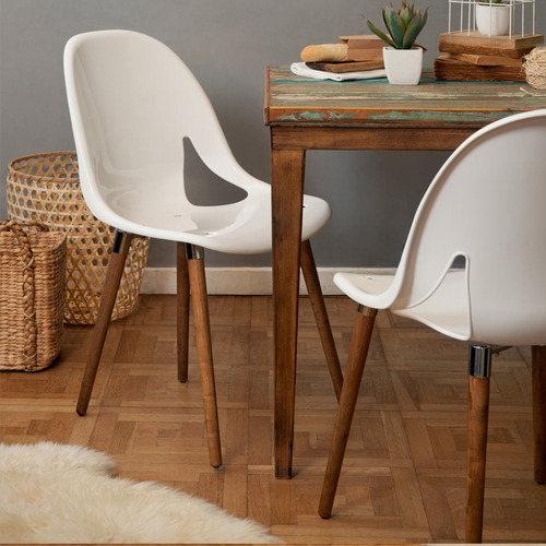 Silla Nina Wood Patas Madera Diseño Eames Sillas Baires4 Estructura De La Silla Patas De Madera Asiento Asiento Plástico Blanco Diseño De La Tela No Tiene Tela