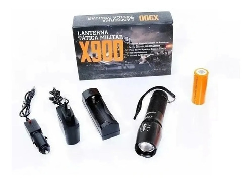 Lanterna Tática Militar X900 Zoom Recarregável 