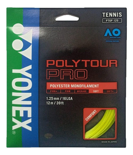 Juego De Cuerdas Yonex Polytour Pro De 12 M,amarillo, 1,25mm